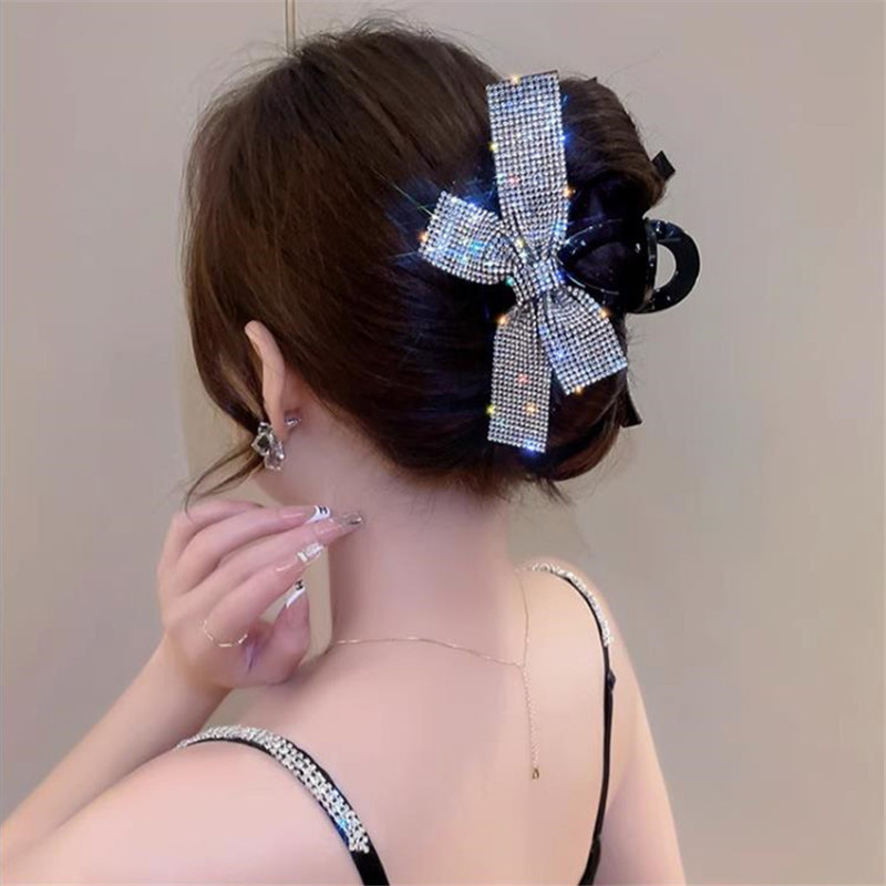 Agrafe de păr coreene cu diamant complet, arc de păr mare, prinzătoare de volum pentru doamnă, stil High-End, accesoriu pentru părul din spate, clip de rechin