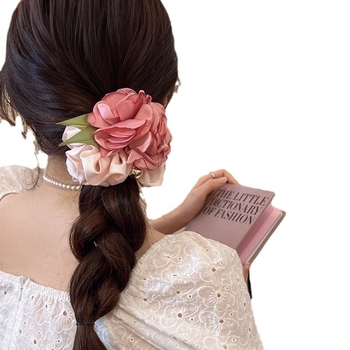 Nauja super fėja rožė gėlė storoji žarna plaukų žiedas plaukų virvė merginos korėjietiškas elegantiškas temperamentas guminė juosta moterys plaukų virvė