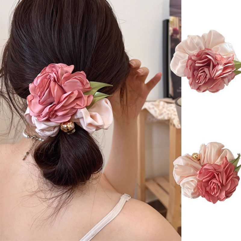 Nauja super fėja rožė gėlė storoji žarna plaukų žiedas plaukų virvė merginos korėjietiškas elegantiškas temperamentas guminė juosta moterys plaukų virvė