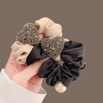 Pietų Korėjos Dongdaemun to paties stiliaus meilės kalnų krištolas dvitaškis žiedas galvos virvė moteriškas aukšto temperamento juodas plaukų žiedas virvė