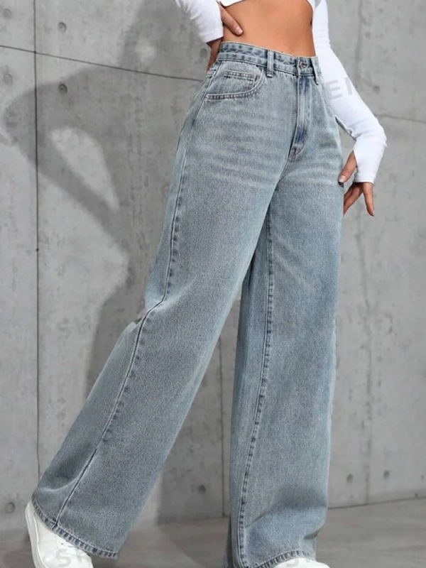 2025-ös Amazon határokon átnyúló Aliexpress új retro farmer női drapey egyenes laza széles szárú hosszú nadrág divatos