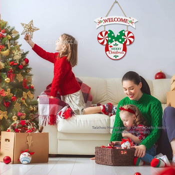 Трансгранична коледна украса, дървени занаяти, външна коледна парти атмосфера, окачване на врата, добре дошли, празнични декорации