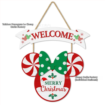 Трансгранична коледна украса, дървени занаяти, външна коледна парти атмосфера, окачване на врата, добре дошли, празнични декорации