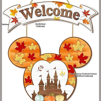 Трансгранична коледна украса, дървени занаяти, външна коледна парти атмосфера, окачване на врата, добре дошли, празнични декорации