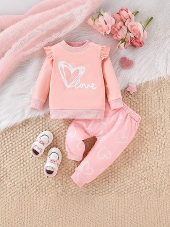 Prekogranični djevojački pamučni džemper od dva dijela, proljeće i jesen 2024., novo žensko modno odijelo za bebe s europskim i američkim printom