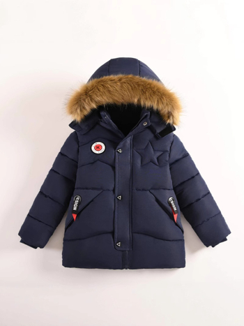 Haine europene și americane de iarnă noi pentru băieți, căptușite cu bumbac, pentru copii de mărime medie și mare, cu glugă, din catifea, îngroșate, calde, căptușite cu bumbac