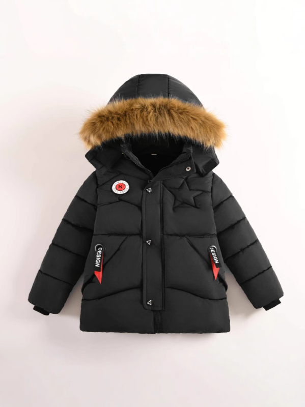 Haine europene și americane de iarnă noi pentru băieți, căptușite cu bumbac, pentru copii de mărime medie și mare, cu glugă, din catifea, îngroșate, calde, căptușite cu bumbac