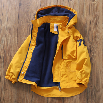 Παιδικό μπουφάν με φλις επένδυση για αγόρια, φθινοπωρινό και χειμερινό, νέο, ζεστό, αντιανεμικό μπουφάν με κουκούλα