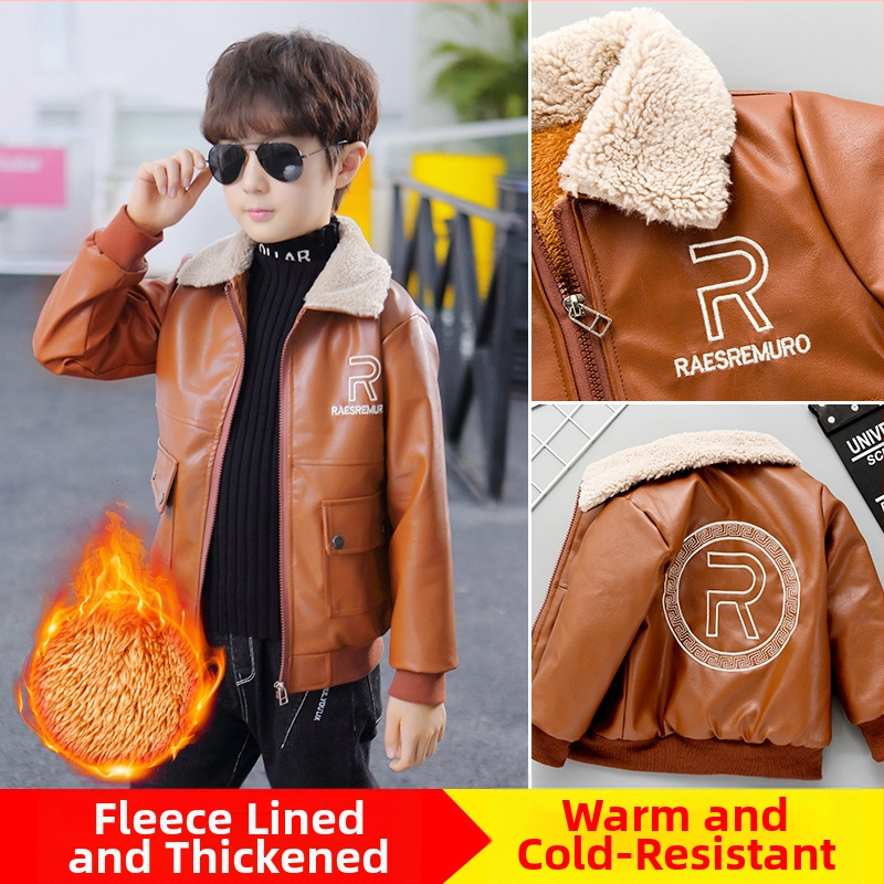 Dječja jesensko-zimska jakna od umjetne kože s flisom za dječake, lijepi kaput od umjetne kože za motocikle, dječja odjeća