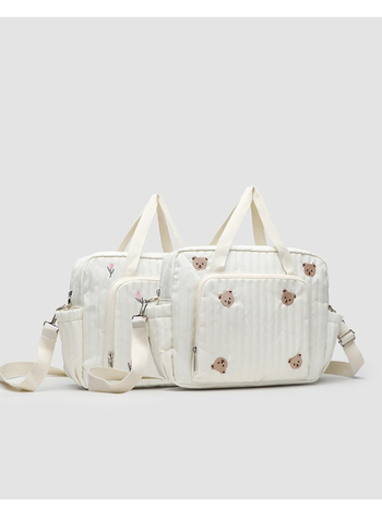 Geantă de umăr portabilă în stil coreean, tip mumie, capacitate mare, brodată cu urs, pentru mamă și bebeluș, geantă Super Fire, brodată cu linie, crossbody, pentru femei, geantă transfrontalieră la modă