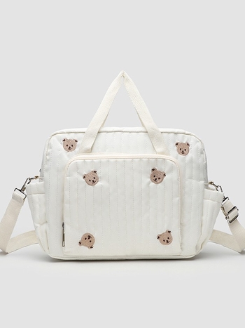 Geantă de umăr portabilă în stil coreean, tip mumie, capacitate mare, brodată cu urs, pentru mamă și bebeluș, geantă Super Fire, brodată cu linie, crossbody, pentru femei, geantă transfrontalieră la modă