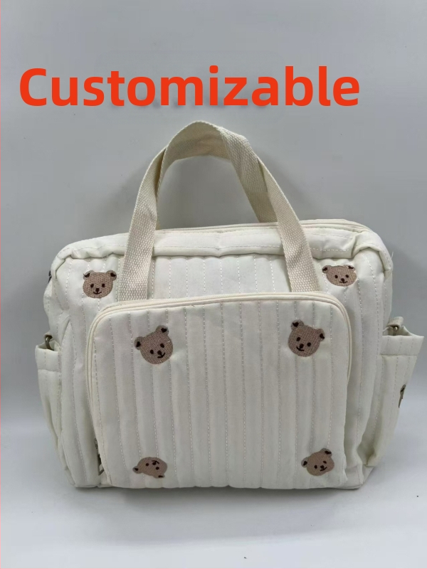 Geantă de călătorie coreeană Ins Bear, brodată, cu broderie, pentru mamă și bebeluș, cu capacitate mare, pentru ieșiri, cross-body, pentru mers pe jos, stil la modă Ins