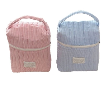 Geantă de mână cu dungi matlasate în stil coreean, multifuncțională, geantă de depozitare de mare capacitate pentru ieșiri și jocuri, geantă de mână pentru depozitare