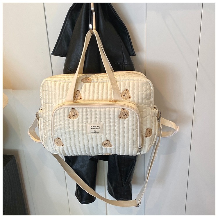 Koreai stílusú kézi múmiatáska, nagy kapacitású, hímzett maci mintás anyáról gyermekre szóló hátizsák, szupertüzes hímzésvonallal ellátott, vállra akasztható női táska, határokon átnyúló