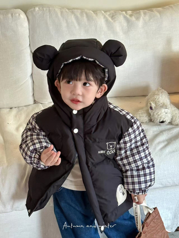 【Ārpus sezonas izpārdošana】Bērnu dūnu jaka ar multfilmu krāsām zēniem un meitenēm, mazuļiem un zīdaiņiem, flīsa un zīda mētelis, bērnu apģērbu vairumtirdzniecība