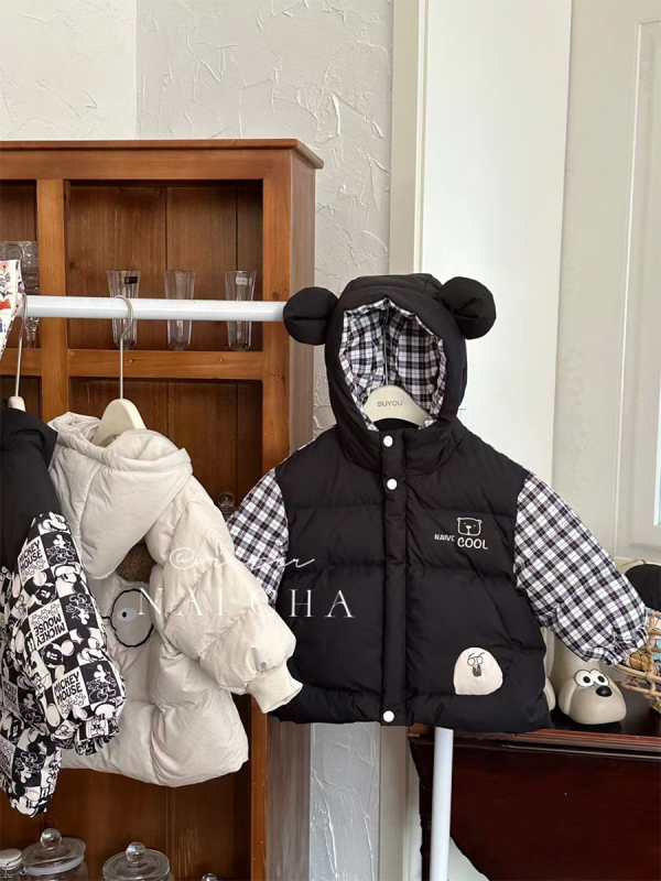 【Ārpus sezonas izpārdošana】Bērnu dūnu jaka ar multfilmu krāsām zēniem un meitenēm, mazuļiem un zīdaiņiem, flīsa un zīda mētelis, bērnu apģērbu vairumtirdzniecība