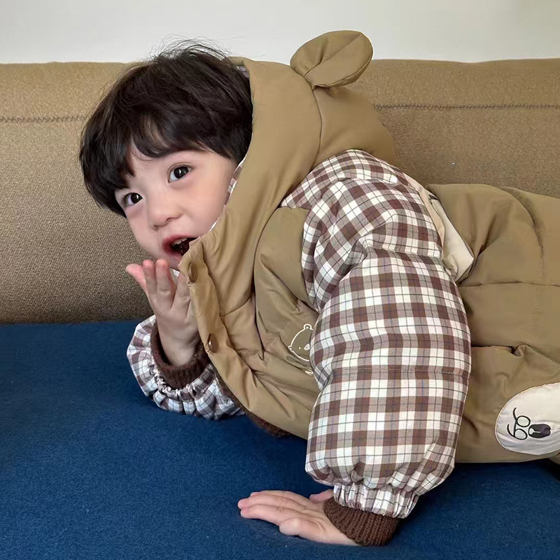 【Ārpus sezonas izpārdošana】Bērnu dūnu jaka ar multfilmu krāsām zēniem un meitenēm, mazuļiem un zīdaiņiem, flīsa un zīda mētelis, bērnu apģērbu vairumtirdzniecība