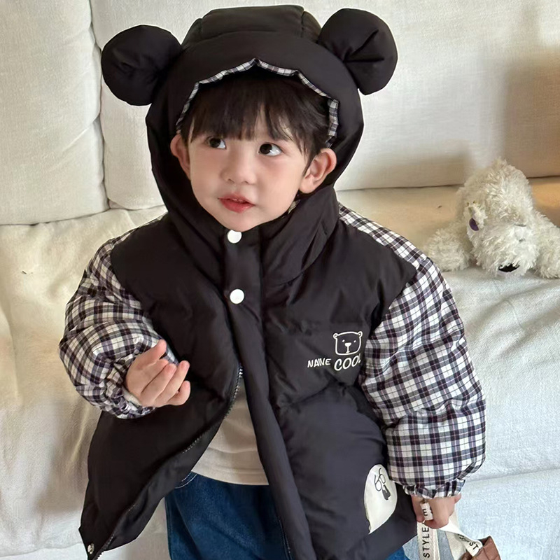 【Ārpus sezonas izpārdošana】Bērnu dūnu jaka ar multfilmu krāsām zēniem un meitenēm, mazuļiem un zīdaiņiem, flīsa un zīda mētelis, bērnu apģērbu vairumtirdzniecība