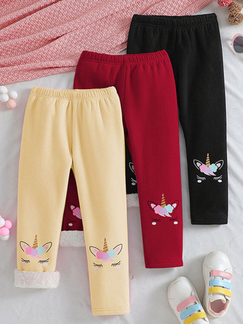 Παντελόνι 3 τεμαχίων από βελούδινο φλις μεταξωτό φλις για κορίτσια σε χρωματιστή εκτύπωση, σε 3 τεμάχια, για κορίτσια με διασυνοριακό ντύσιμο