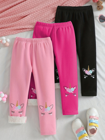 Παντελόνι 3 τεμαχίων από βελούδινο φλις μεταξωτό φλις για κορίτσια σε χρωματιστή εκτύπωση, σε 3 τεμάχια, για κορίτσια με διασυνοριακό ντύσιμο