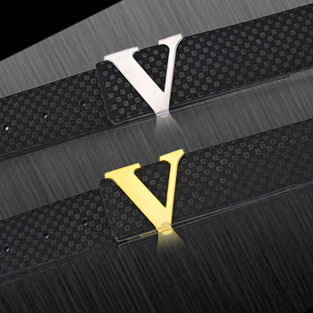 Ζώνη δύο στρώσεων από κράμα δέρματος αγελάδας με λεία αγκράφα, επαγγελματική, casual, ζώνη σε σχήμα V, απλή, μοντέρνα, καρό, παντελόνι, χονδρική