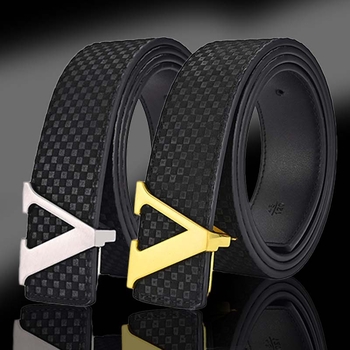 Ζώνη δύο στρώσεων από κράμα δέρματος αγελάδας με λεία αγκράφα, επαγγελματική, casual, ζώνη σε σχήμα V, απλή, μοντέρνα, καρό, παντελόνι, χονδρική