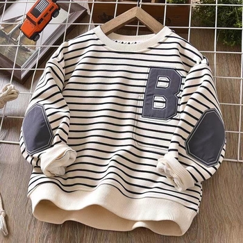 Lasteriiete talvepoiste triibuline dressipluus fliisvoodriga, paksendatud keskmise ja suure suurusega laste ühes tükis sametist laste pikkade varrukatega soe jope