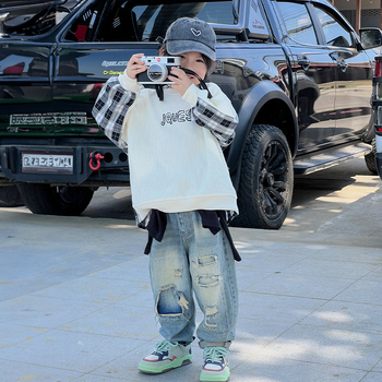 Laste kampsun 2024. aasta kevad- ja sügispoiste uus Korea stiilis mitmekülgne sportlik vabaaja kaheosaline õmblustega tipptasemel trendikas lasteriietus