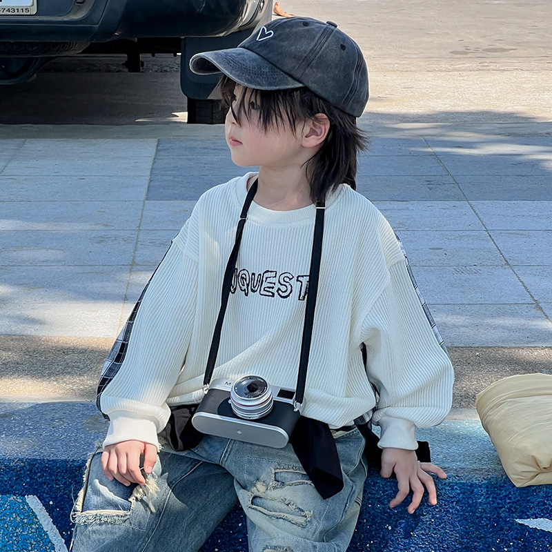 Laste kampsun 2024. aasta kevad- ja sügispoiste uus Korea stiilis mitmekülgne sportlik vabaaja kaheosaline õmblustega tipptasemel trendikas lasteriietus