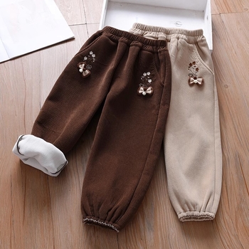 Djevojačke hlače s baršunom i zadebljanjem za zimu 2025. Nove ležerne kordurojne hlače za djecu srednje dobi, jesenske i zimske dječje sportske hlače