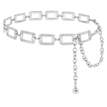 Lanț de talie metalic dreptunghiular transfrontalier, în relief, pentru femei, lanț simplu la modă, accesorii vestimentare, design, curea sens, en-gros