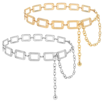 Lanț de talie metalic dreptunghiular transfrontalier, în relief, pentru femei, lanț simplu la modă, accesorii vestimentare, design, curea sens, en-gros