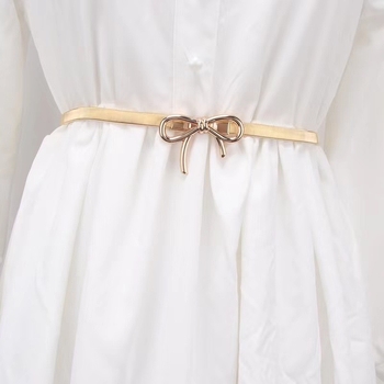 Fém öv Vékony deréklánc Női rugalmas öv Női dekoratív szoknyaöv Koreai divat Egyszerű, mindenhez illő rugalmas öv