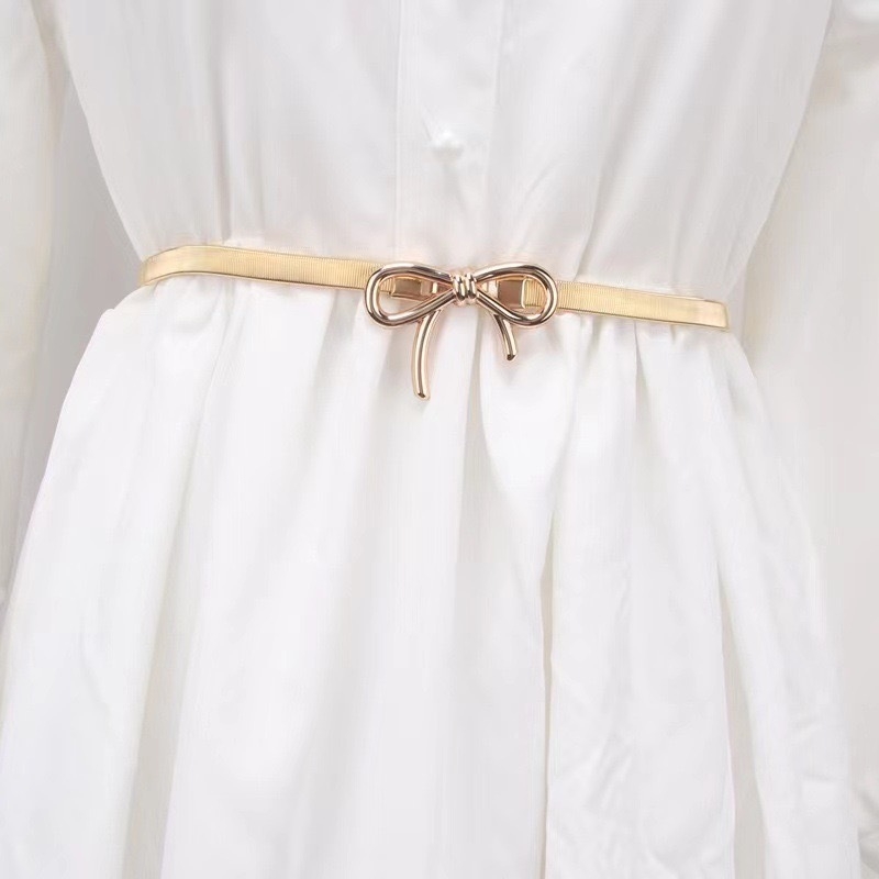 Fém öv Vékony deréklánc Női rugalmas öv Női dekoratív szoknyaöv Koreai divat Egyszerű, mindenhez illő rugalmas öv
