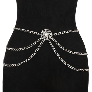 Ευρωπαϊκά και Αμερικανικά Διασυνοριακά Κοσμήματα, Ευέλικτος Πολυστρωματικός Δίσκος με Διαμάντια και Μαργαριτάρια, Νέα Διακοσμητική Μεταλλική Ζώνη Μέσης για Γυναικεία