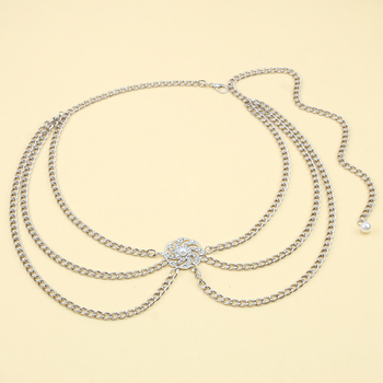 Ευρωπαϊκά και Αμερικανικά Διασυνοριακά Κοσμήματα, Ευέλικτος Πολυστρωματικός Δίσκος με Διαμάντια και Μαργαριτάρια, Νέα Διακοσμητική Μεταλλική Ζώνη Μέσης για Γυναικεία