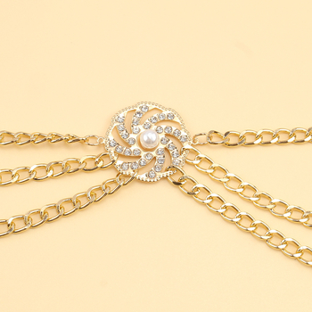 Ευρωπαϊκά και Αμερικανικά Διασυνοριακά Κοσμήματα, Ευέλικτος Πολυστρωματικός Δίσκος με Διαμάντια και Μαργαριτάρια, Νέα Διακοσμητική Μεταλλική Ζώνη Μέσης για Γυναικεία