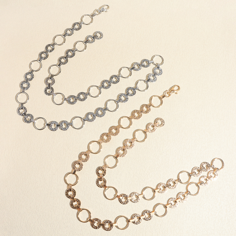 Lanț nou pentru talie, piese rotunde mici, la modă, Spice Girl, rochie decorativă, curea metalică atmosferică aurie și argintie, asortabilă