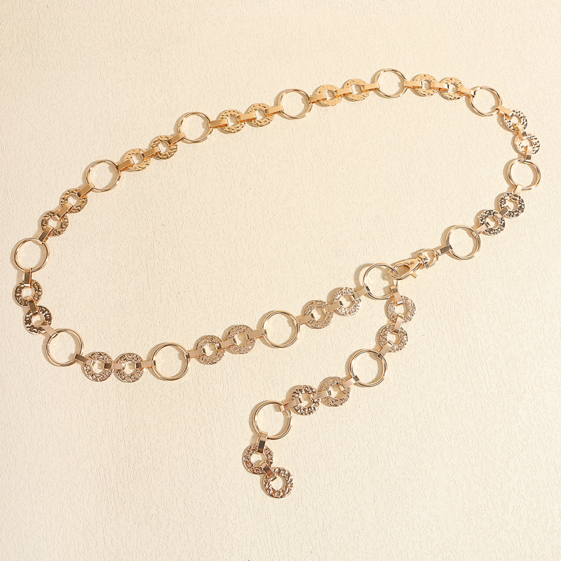 Lanț nou pentru talie, piese rotunde mici, la modă, Spice Girl, rochie decorativă, curea metalică atmosferică aurie și argintie, asortabilă