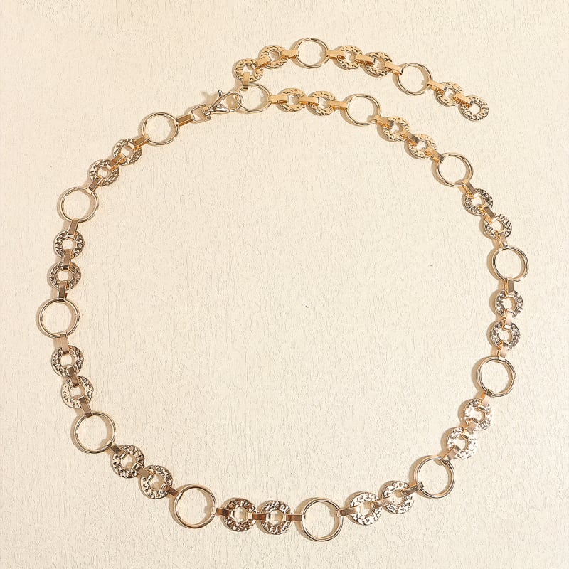 Lanț nou pentru talie, piese rotunde mici, la modă, Spice Girl, rochie decorativă, curea metalică atmosferică aurie și argintie, asortabilă