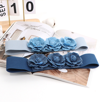 Dámsky elastický opasok v kórejskom štýle, módny, univerzálny, so širokým pásom, s kvetinovým zipsom, elastický, so širokým pásom, doplnky k šatám