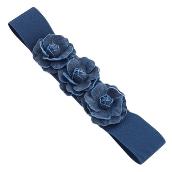 Dámsky elastický opasok v kórejskom štýle, módny, univerzálny, so širokým pásom, s kvetinovým zipsom, elastický, so širokým pásom, doplnky k šatám