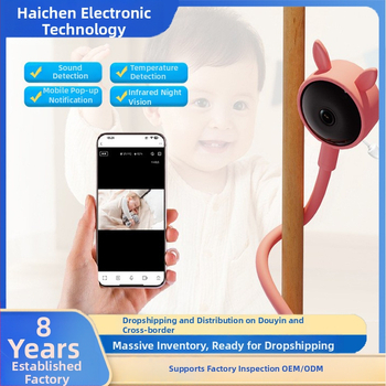 TUYA didelės raiškos kūdikių monitorius, didelės raiškos naktinio matymo temperatūros ir drėgmės aptikimas, pasukamas matymo kampas, realaus laiko domofonas