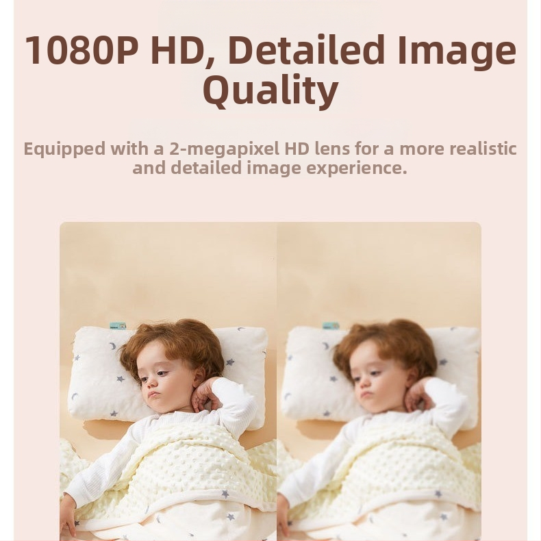 TUYA бебефон с висока разделителна способност, нощно виждане с висока разделителна способност, откриване на температура и влажност, въртящ се ъгъл на видимост, домофон в реално време