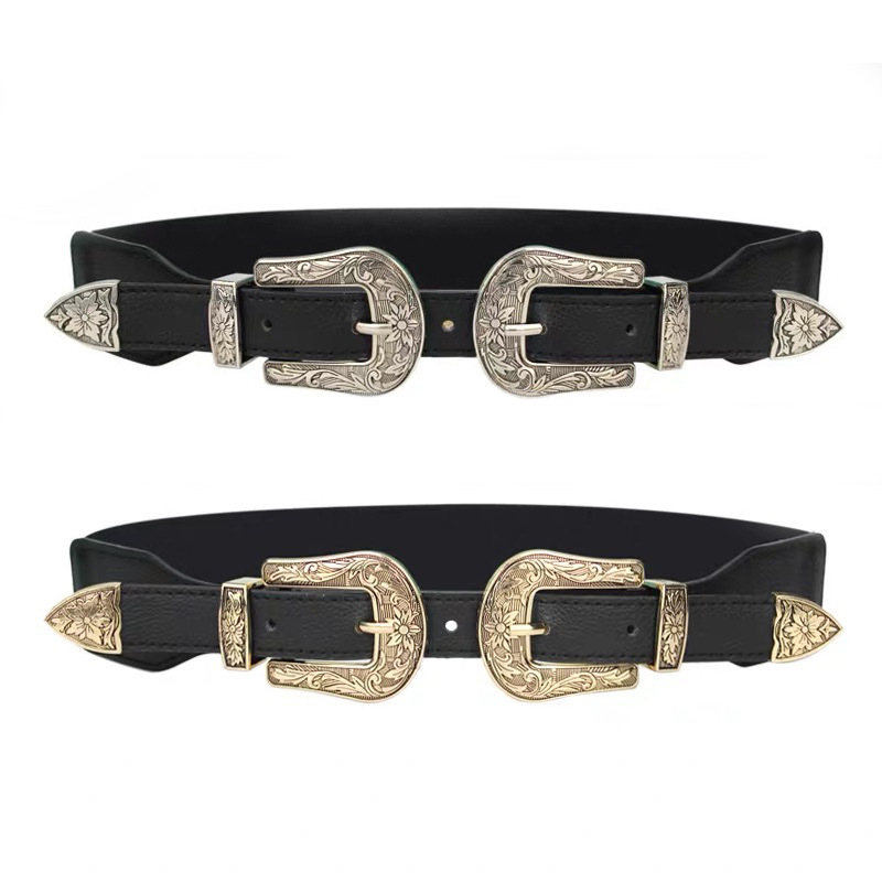 Винтидж дамско яке с двойна катарама, разтеглив ластик на талията, резбован златист и сребърен колан, черен колан, дамско яке за костюм