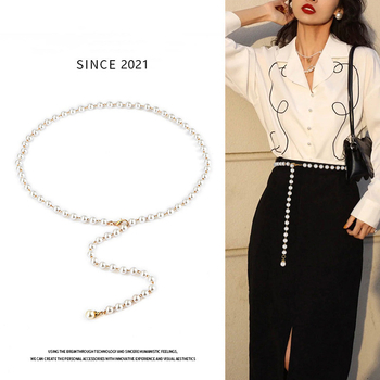 Νότια Κορέα μόδα γλυκιά ζώνη με μαργαριτάρια διακοσμητικό φόρεμα πουλόβερ all-match χάντρες μέσης αλυσίδα για γυναίκες χονδρικής