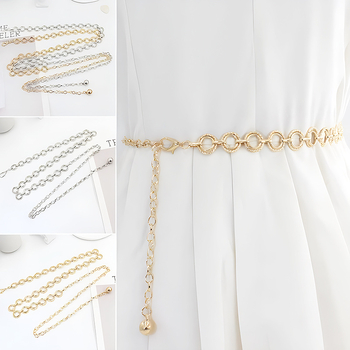 Seelik Mitmekülgne Rõngas Metallist Vöökett Naiste Korea Stiilis Dekoratiivne Kleit Õhuke Vöö Reguleeritav Keti Aksessuaarid Vöökoht