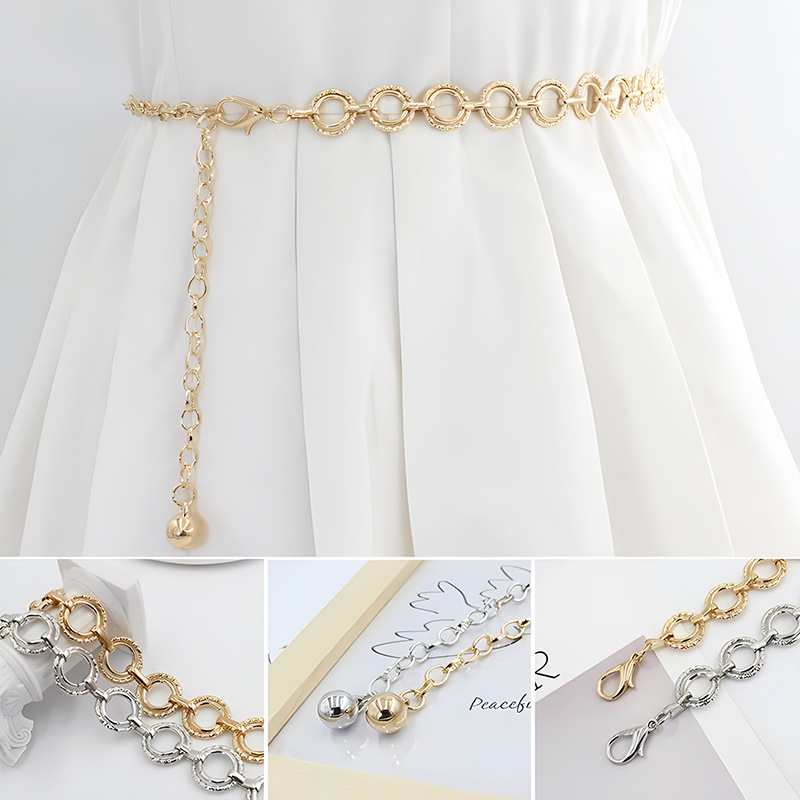 Seelik Mitmekülgne Rõngas Metallist Vöökett Naiste Korea Stiilis Dekoratiivne Kleit Õhuke Vöö Reguleeritav Keti Aksessuaarid Vöökoht