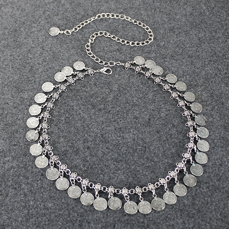 Etnilise stiili metallist vöökett naistele seelikuga, retro mitmekülgne boheemlaslik tantsukleitide dekoratiivne vöö aksessuaarid