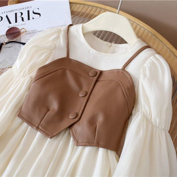 Φόρεμα για κορίτσια 2024, Φθινόπωρο 2024, Νέο φόρεμα πριγκίπισσας με μακριά μανίκια από σιφόν 2025